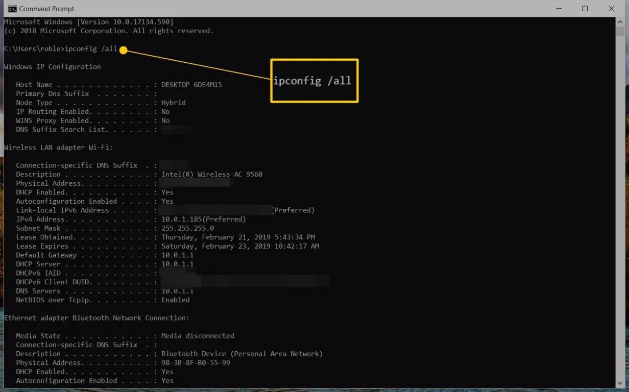 ipconfig /all