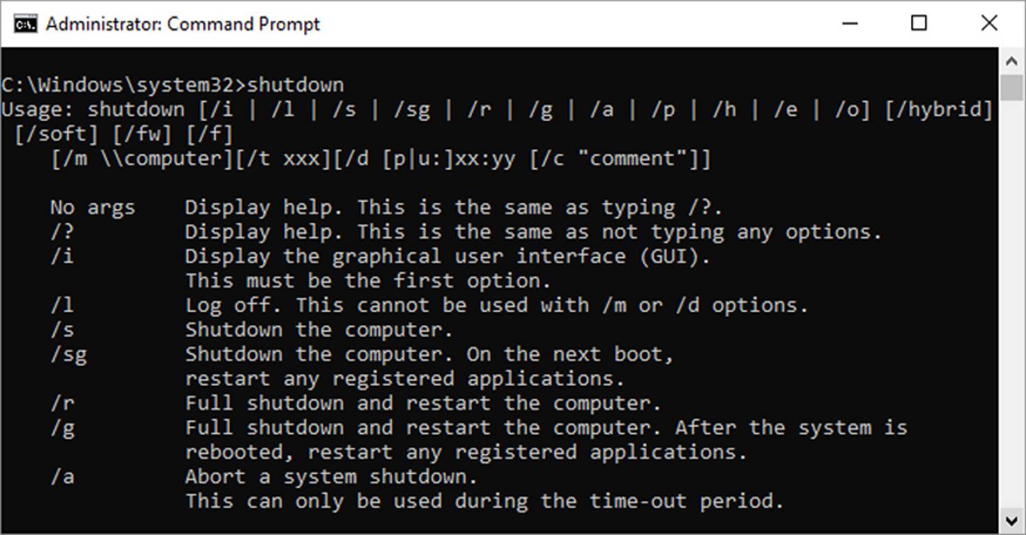 cmd shutdown